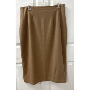 Savannah 100% Wool Pencil Skirt Vintage Midi Long Tan Brown Women's Size 16